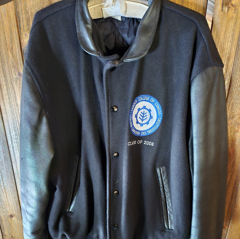 UNION PRO Wool Varsity Jacket 2006 CLC Labour College Leather-like Sleeves